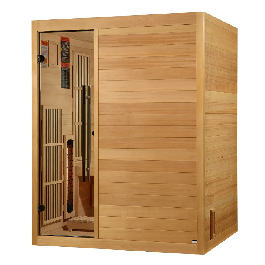 Golden Designs 3-Person Hybrid Indoor Sauna - Full Spectrum and Harvia Traditional Stove